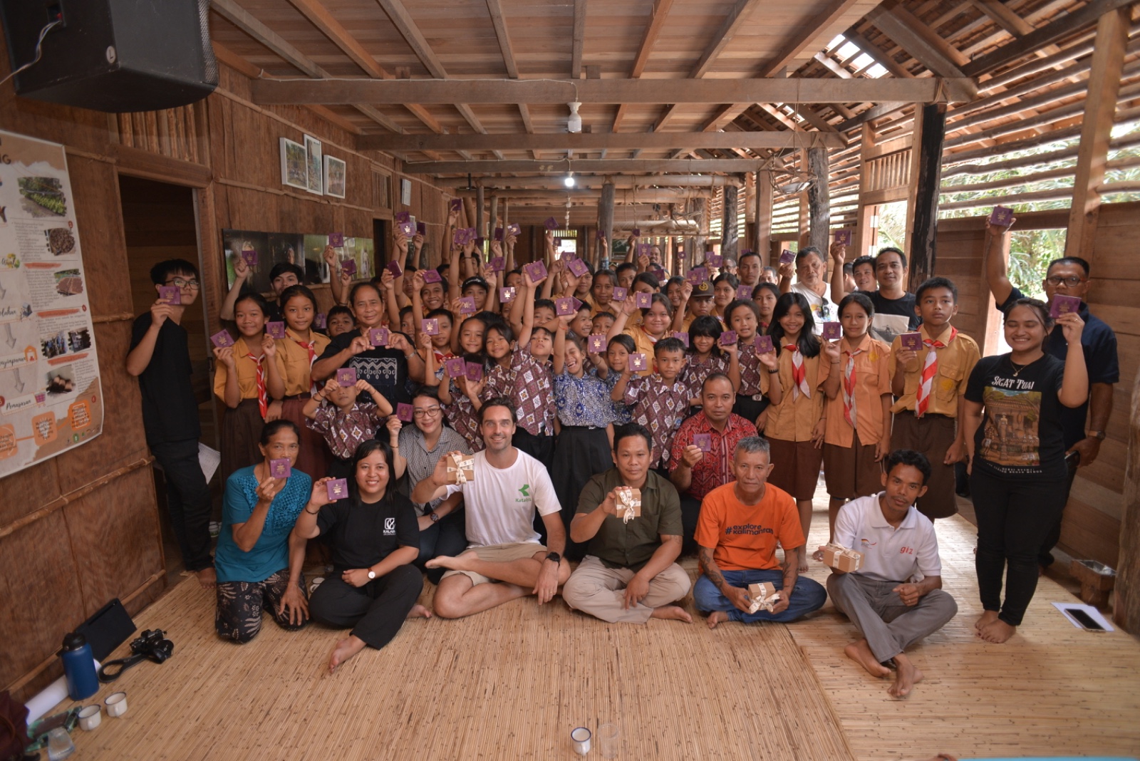 A community education session in a farming village